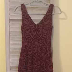 Burgundy Velvet Mid Length Holiday Dress